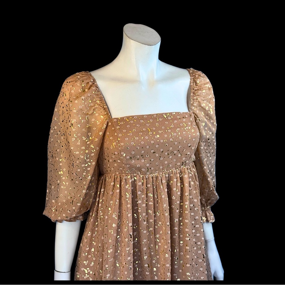 NWT Storia BABYDOLL Nude and a metallic Gold Mini Dress - Picture 2 of 10